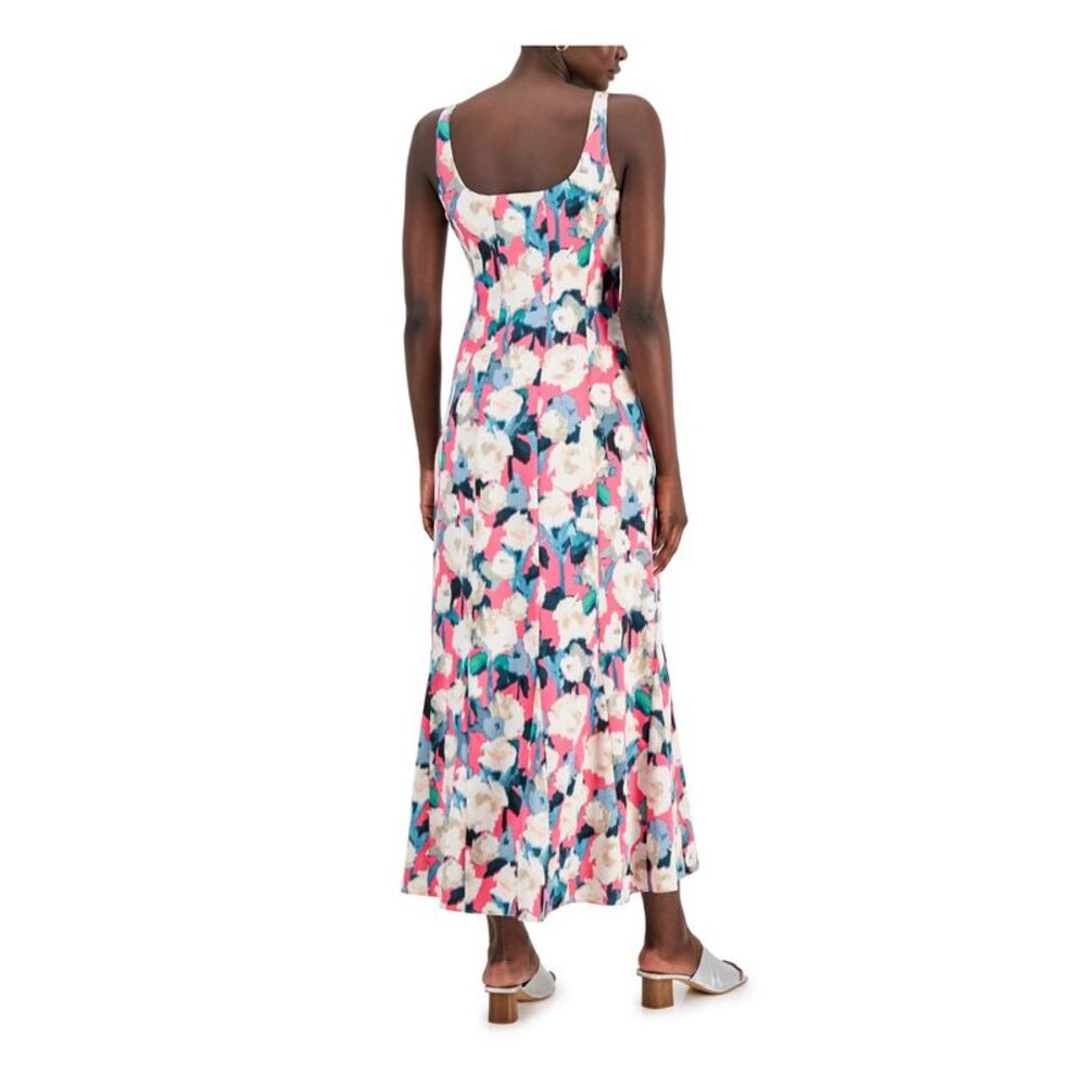DONNA KARAN NEW YORK Womens Pink Lined Scoop Back Seamed Pullover Maxi Dress 2 - Picture 2 of 4